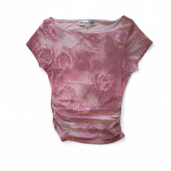 Madden Girl roses sheer top in size Small. New! - Picture 3 of 6